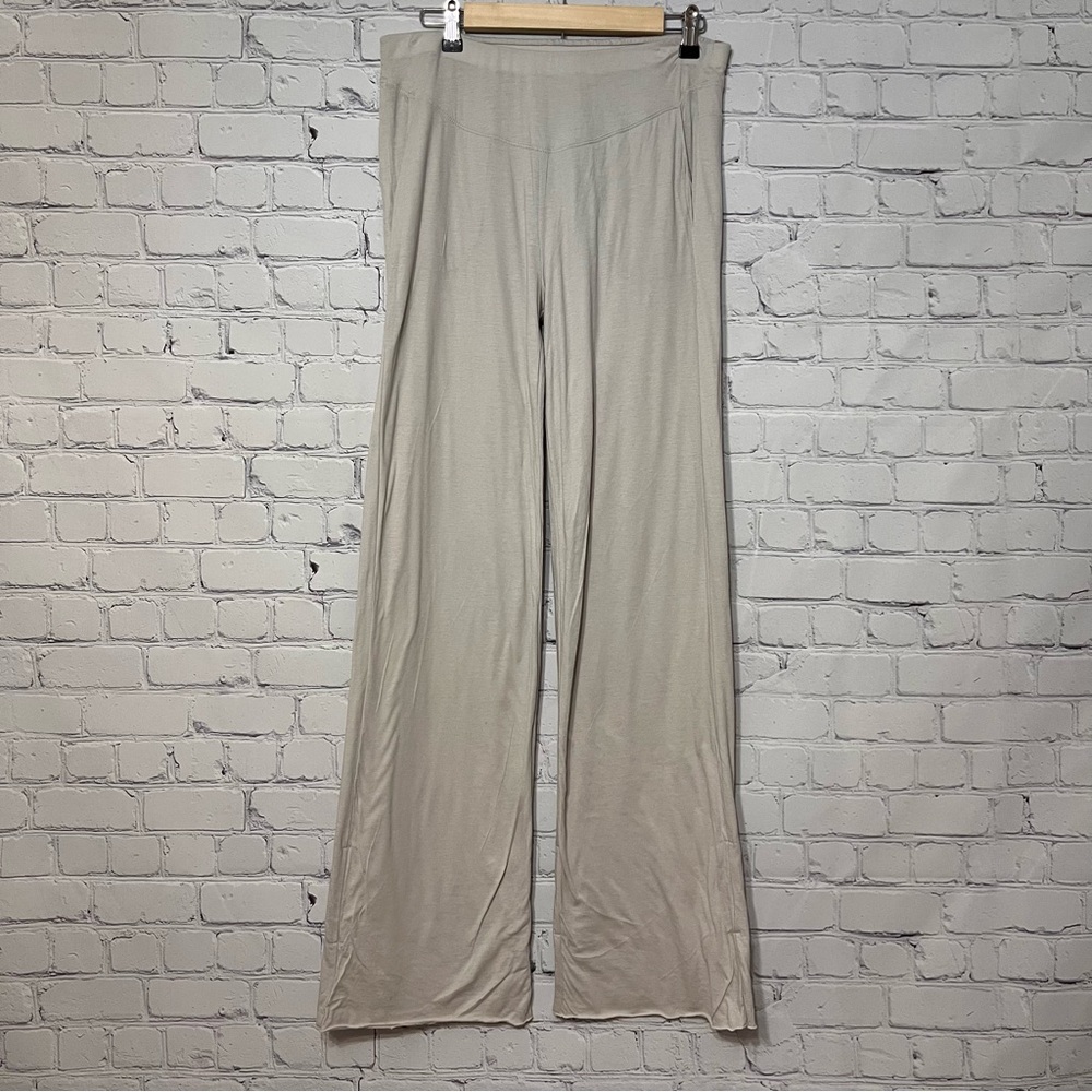 LUNYA Cool High Rise Pant Wide Leg Lounge Pants Large Organic Pima Cotton Cream
